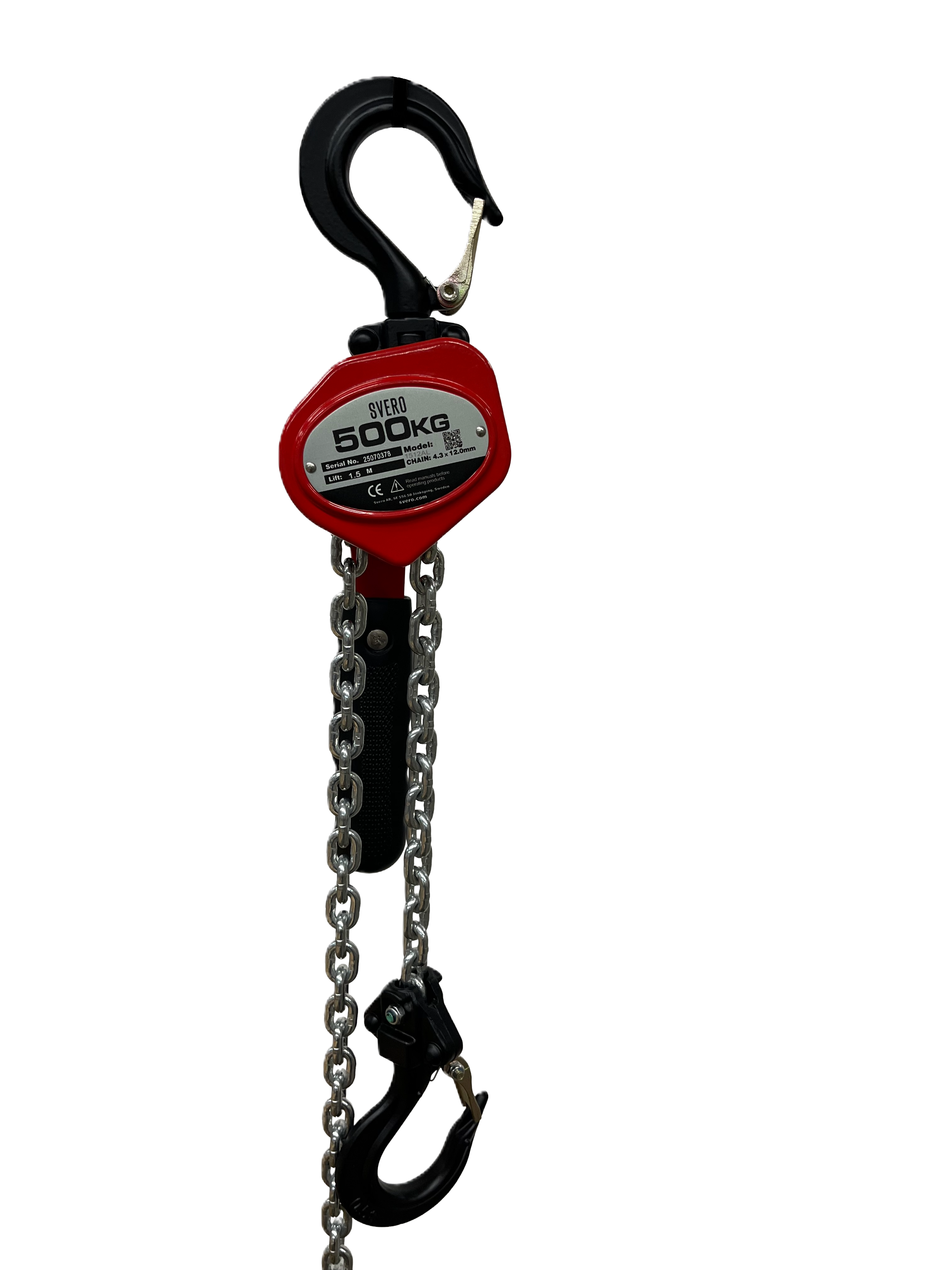 Spaklyftblock aluminium 500 kg, lyfthöjd 1,5 m